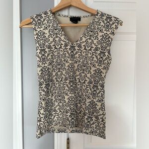 The Limited Black and Cream Floral Blouse